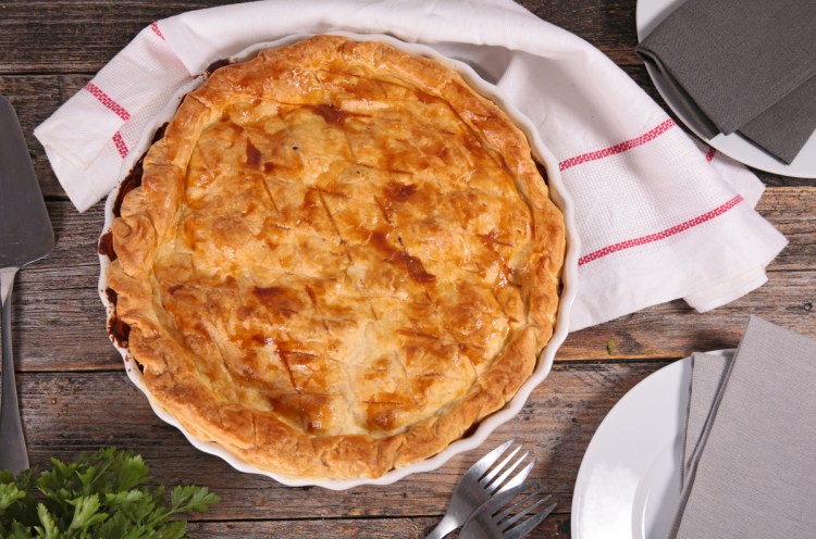 This recipe for Turkey Pot Pie makes 2 servings.