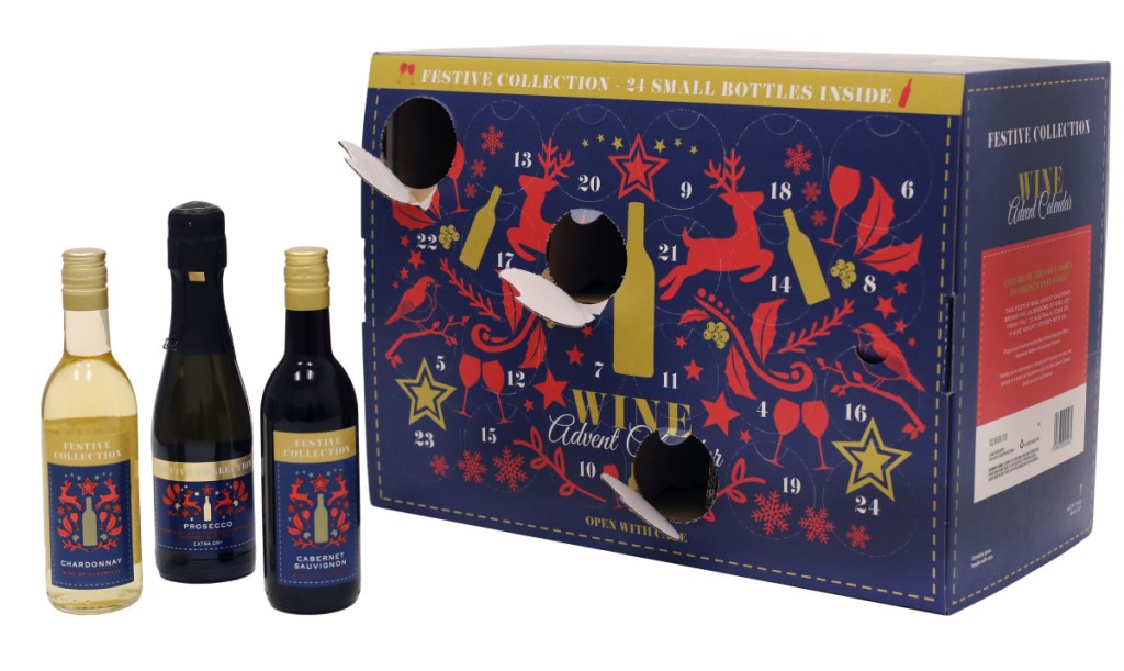 This Wine Advent Calendar from German grocer Aldi has been made available in the U.S. for the first time this year. It appeals to nostalgic adults who want to countdown the days until Christmas by discovering a more age-appropriate treat behind each date.