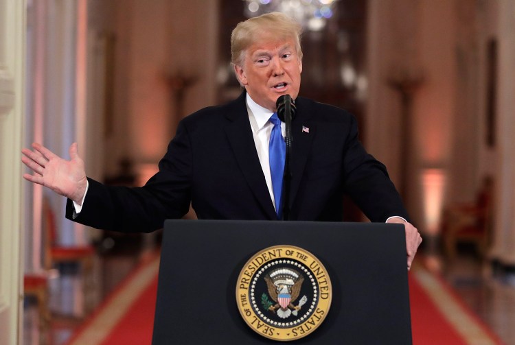 President Trump, speaking during a news conference in the East Room of the White House on Wednesday, said that if Democrats began using their new majority to investigate him, he would direct Senate Republicans to launch investigations targeting Democrats. 