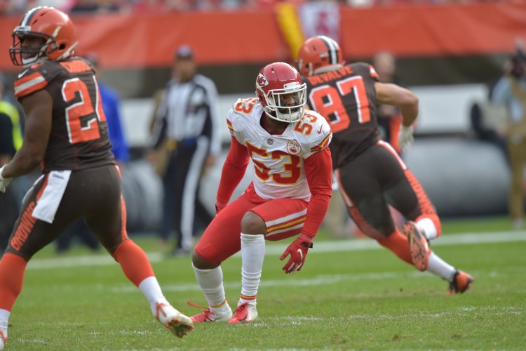 Kansas City inside linebacker Anthony Hitchens, 53, knows the Chiefs face a tough task in trying to stop Rams running back Todd Gurley on Monday night.