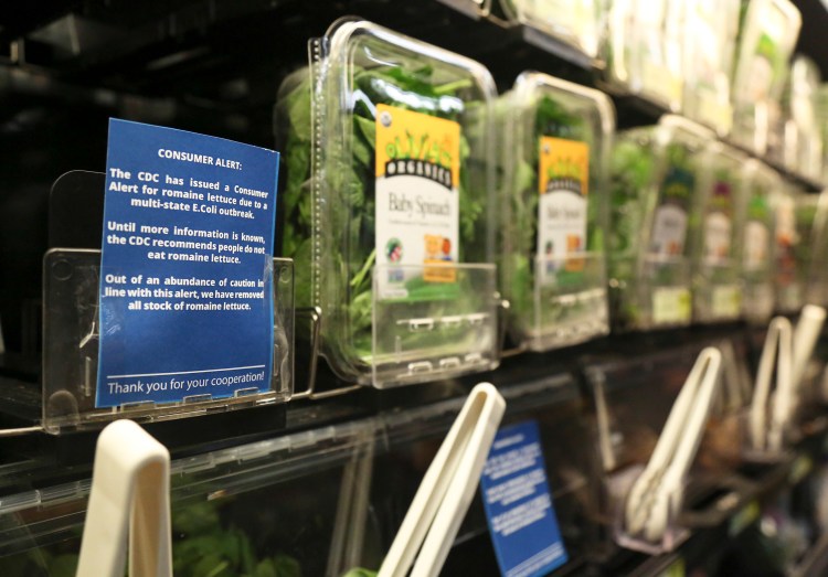 Romaine lettuce is removed from the shelves of the East End Food Co-op in Pittsburgh and other grocery stores because of a recent consumer alert regarding a multi state E.Coli outbreak.