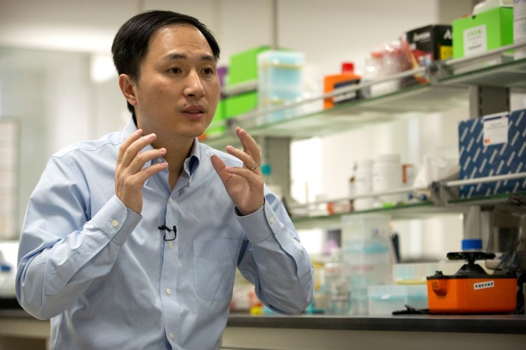 He Jiankui speaks in an interview Oct. 10 at a laboratory in Shenzhen in southern China's Guangdong province. He claims he helped make world's first genetically edited babies: twin girls whose DNA he said he altered. He revealed it Nov. 26 in Hong Kong to one of the organizers of an international conference on gene editing. 