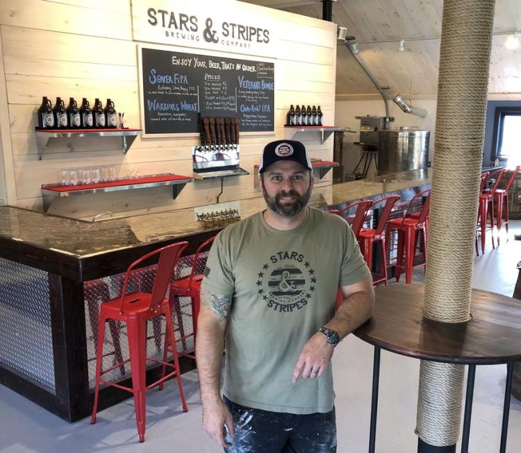 Brad Nadeau of Cumberland, a former Marine sergeant, plans to open Stars & Stripes Brewing in Freeport on Nov. 9.