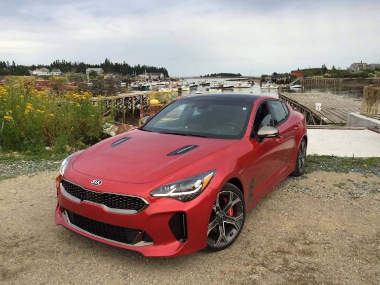 The Kia Stinger GT: "There is a strong hint of the Genesis luxury brand evident in the chassis and overall styling." (Photo by Tim Plouff. Location: Corea Harbor.)
