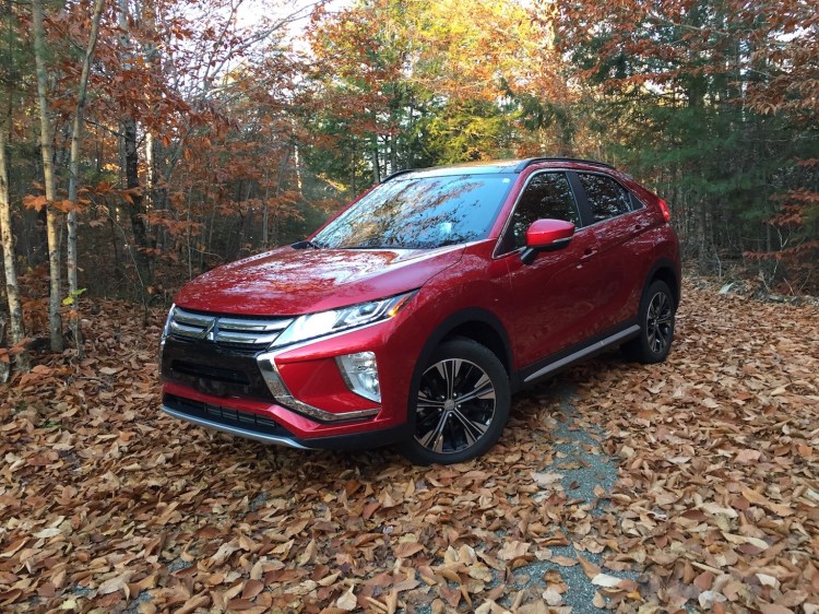 Mitsubishi Eclipse Cross base price: $23,295. (Photo by Tim Plouff. Location: Woods in Hancock County, Maine.)
