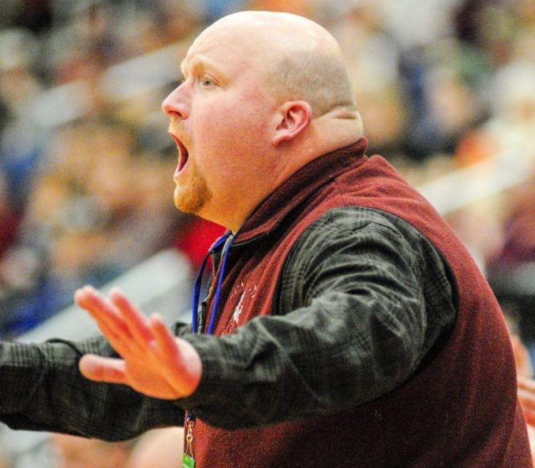Monmouth girls' basketball coach Scott Wing, shown in February, has been let go after leading the Mustangs to the last two Class C state championships.