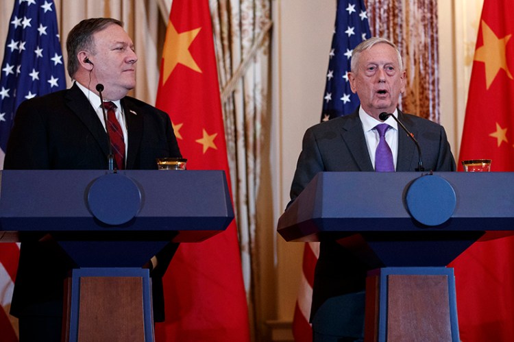 Secretary of State Mike Pompeo and Secretary of Defense Jim Mattis at the State Department on  Nov. 9.