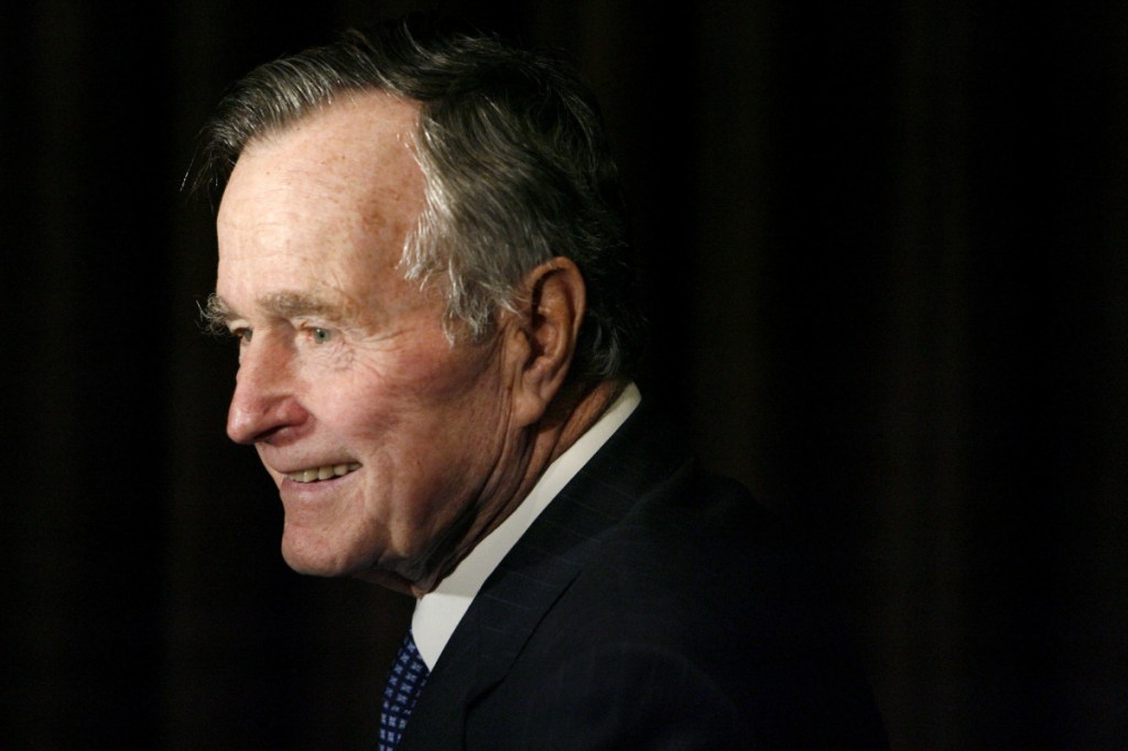 Former President George H.W. Bush arrives at the 2007 Ronald Reagan Freedom Award gala dinner held in his honor in Beverly Hills, Calif.