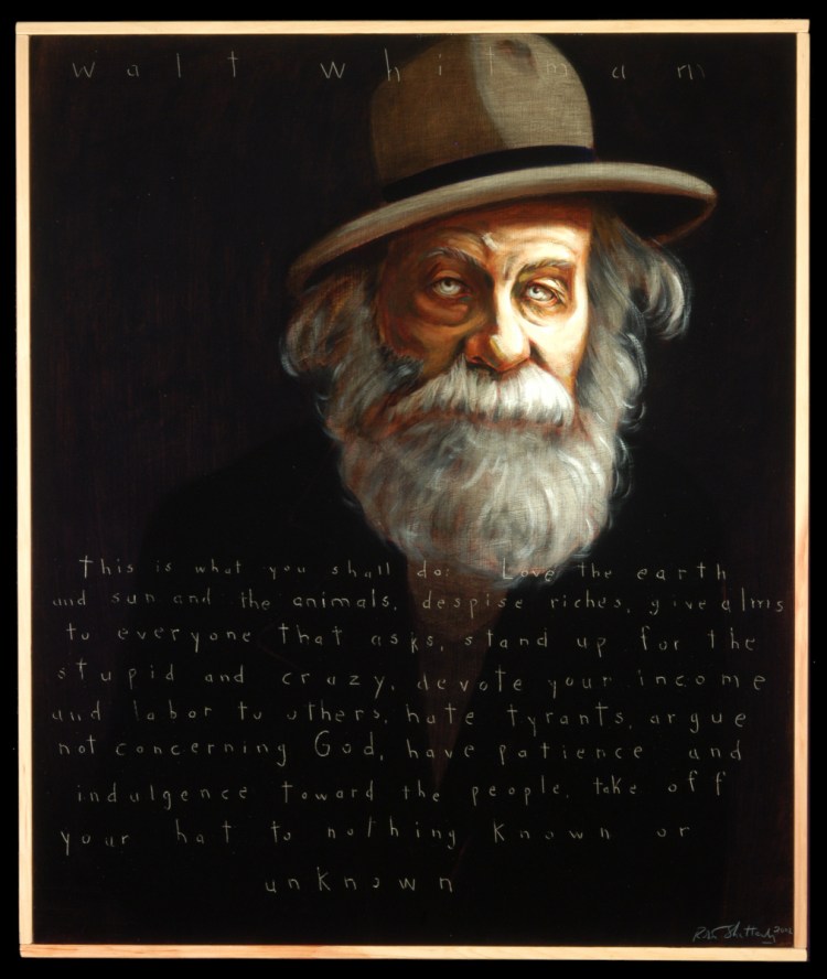Robert Shetterly's portrait of
the American poet Walt Whitman.
