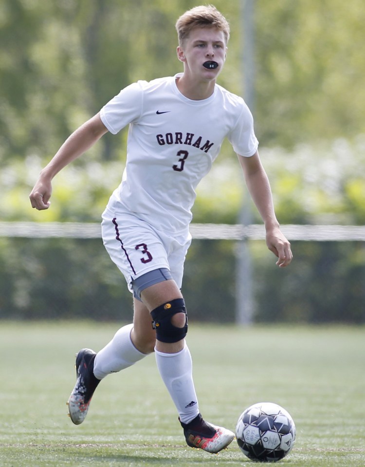 Andrew Rent of Gorham, still a junior, has moved from left back to midfield to forward, continuing to excel with a team that always contends.