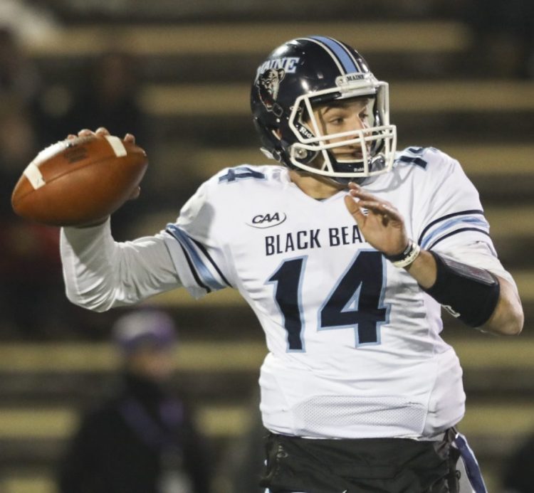 Maine quarterback Chris Ferguson directed an offense that had to work for everything against Weber State but came through with big plays, including a 67-yard touchdown pass to Earnest Edwards.
