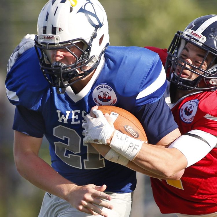 Jack True represented Yarmouth in the Lobster Bowl this summer, though he played for St. Thomas More of Connecticut last fall. He plans to play in Orono in the fall.