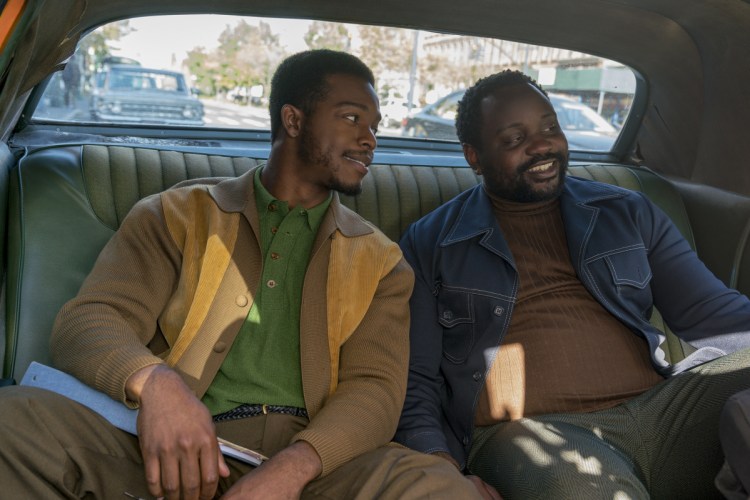 This image released by Annapurna Pictures shows Stephan James, left, and Brian Tyree Henry in a scene from "If Beale Street Could Talk."  Henry has been nominated for an Emmy, a Tony and this fall he plays a small but essential part in two of the season's top film, "If Beale Street Could Talk" and "Widows." 