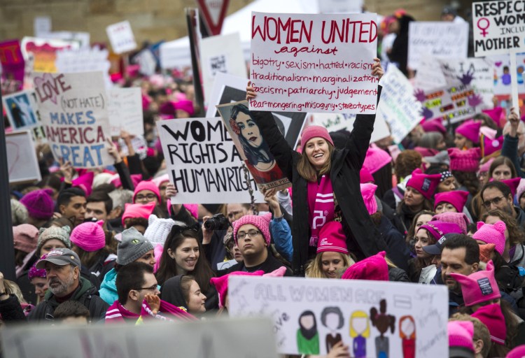 Groups gather for the Women's March in Washington in January 2017. The Women's March will return to Washington and other cities on Jan. 19.