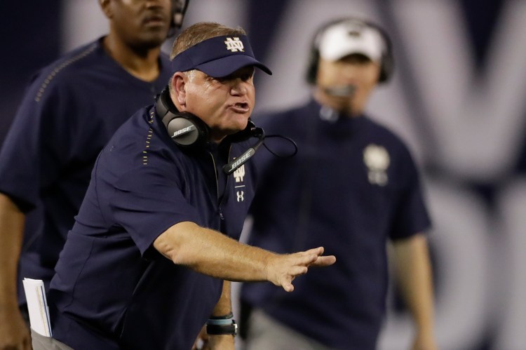 Notre Dame Coach Brian Kelly has the Irish in the College Football Playoff for the first time. 