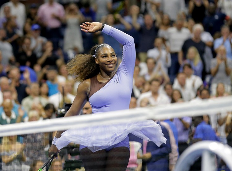 In this Sept. 6, 2018, file photo, Serena Williams celebrates after defeating Anastasija Sevastova, of Latvia, during the semifinals of the U.S. Open tennis tournament, in New York. Serena Williams was named The Associated Press Female Athlete of the Year on Wednesday, Dec. 26, 2018. 