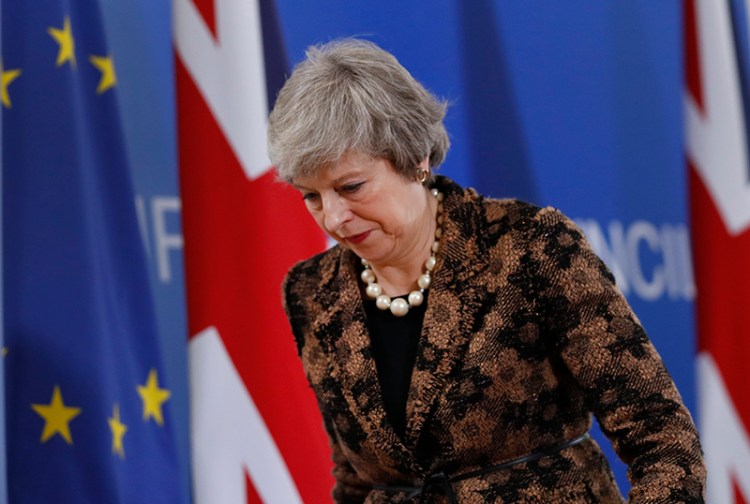 British Prime Minister Theresa May at the EU summit in Brussels on Friday.