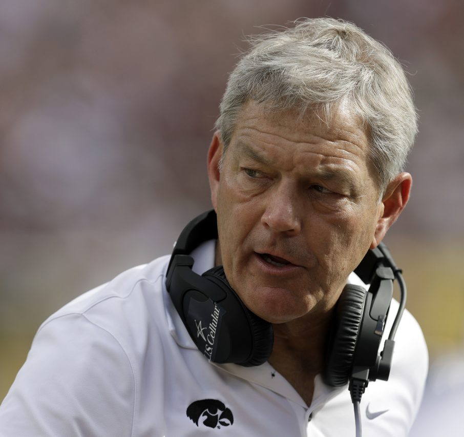 Iowa Coach Kirk Ferentz looks on in the second half of the Outback Bowl against Mississippi State on Tuesday in Tampa, Fla.