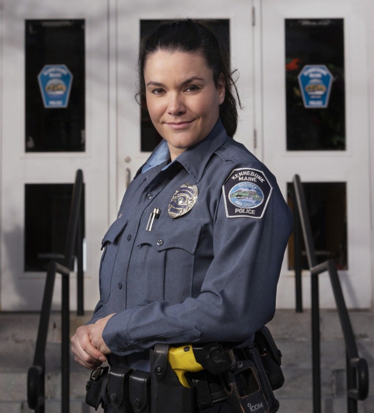 Kennebunk police Officer Kaitlyn Sawyer says her recovery coach training helped her "take that big, deep breath and be empathetic."