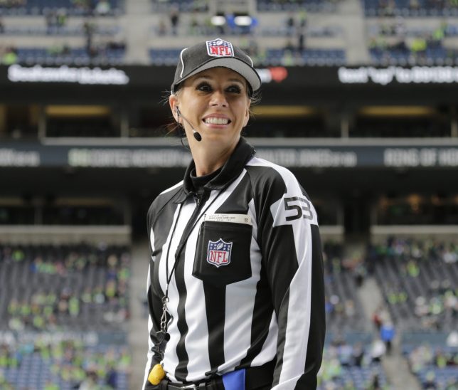 Official Sarah Thomas, in her fourth season at the NFL level, has been chosen to work the Patriots-Chargers game on Sunday and will become the first female official to wotk a playoff game in league history.
