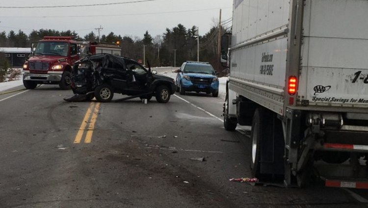 Gabrielle Kennedy was seriously injured when her mother's SUV was hit from behind by a box truck in Waterboro on Thursday. The truck driver was charged.
