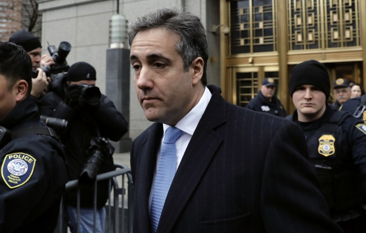 Michael Cohen, former lawyer to President Trump, leaves federal court in New York on Dec. 12. 