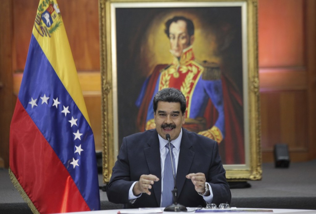 Venezuela's President Nicolas Maduro holds a news conference for foreign media Wednesday. Maduro was sworn in for a second, six-year term Thursday.