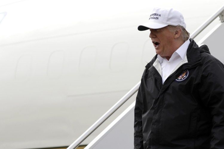 President Donald Trump arrives on Air Force One at McAllen International Airport for a visit to the southern border on Thursday.