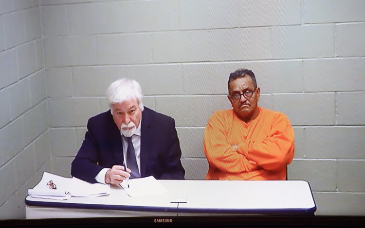 Rene Romero appears via video in Biddeford District Court charged with aggravated driving to endanger, accompanied by his attorney, David Ferrucci, on Friday. The two appeared via video from the York County Jail.