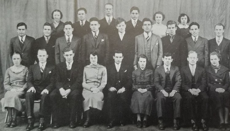 The Bates College debate team pictured in the 1936 yearbook. Edmund Muskie of Rumford, who would go on to become a Maine U.S. senator and U.S. secretary of state, is in the front row, third from the left.