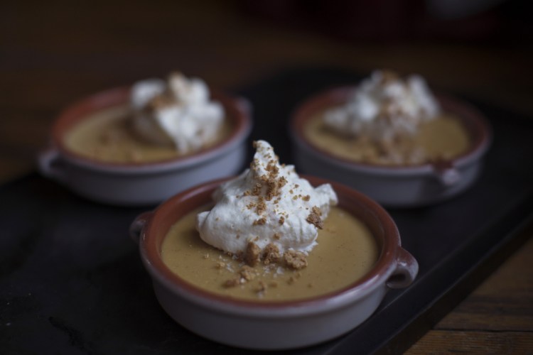 Butterscotch pudding made with slightly sour milk.