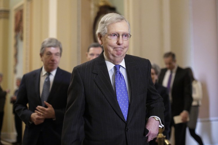 Senate Majority Leader Mitch McConnell, R-Ky. on Capitol Hill on Tuesday. 