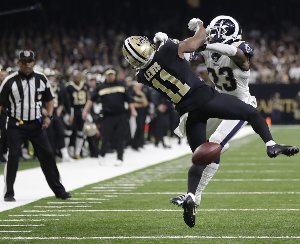 It's the play that will haunt Saints' fans forever as Tommylee Lewis gets hit by Nickell Robey-Coleman of the Rams with no penalty for pass interference.