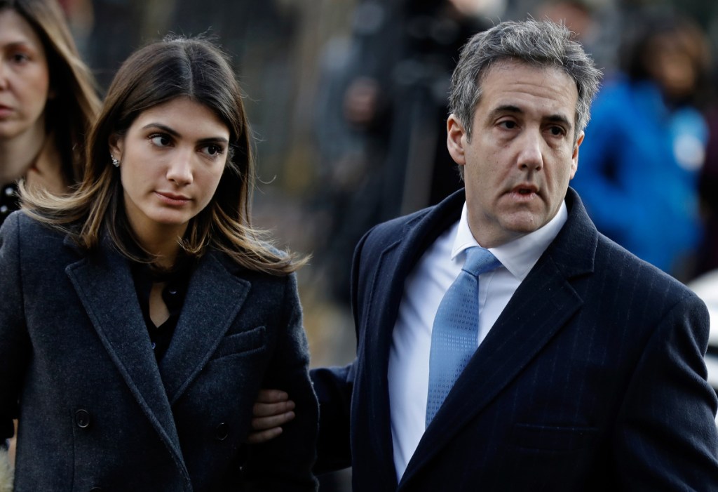 Michael Cohen, former personal lawyer to U.S. President Trump, arrives at federal court with his daughter Samantha Cohen, left, in New York in December. He has been subpoenaed to appear before the Senate Intelligence Committee.