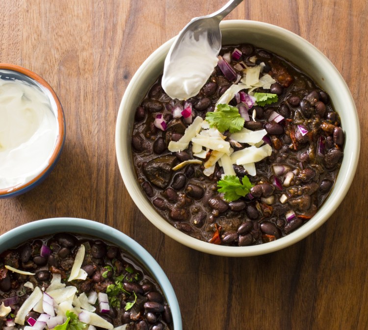 This recipe for Black Bean Chili makes four to six servings.