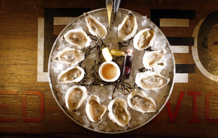 A serving of 12 oysters – six different varieties – from Maine Oyster Co.