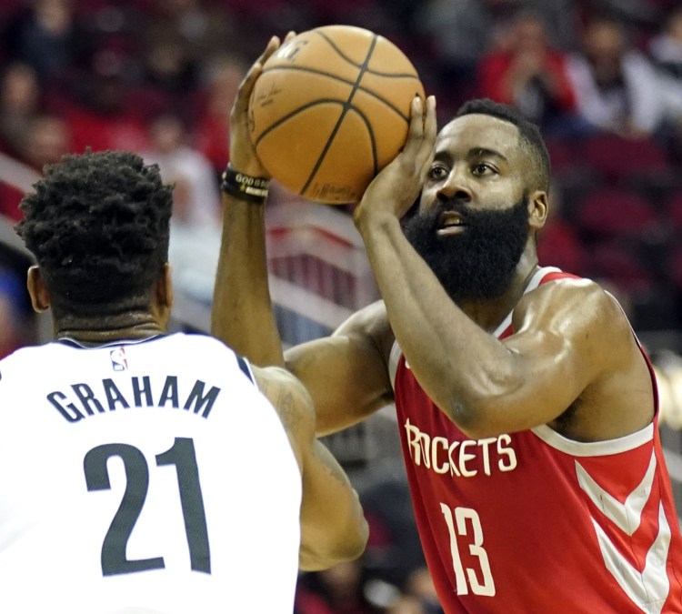 James Harden of the Houston Rockets, right, has all of the eye-opening stats, including the largest lead as the NBA's top scorer in more than 30 years. The problem is the Houston Rockets need more than Harden to remain a factor in the Western Conference.