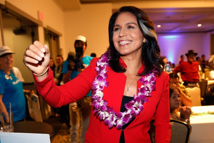 Rep. Tulsi Gabbard, D-Hawaii, greets supporters in Honolulu in November 2018. Gabbard has announced she’s running for president in 2020. 
