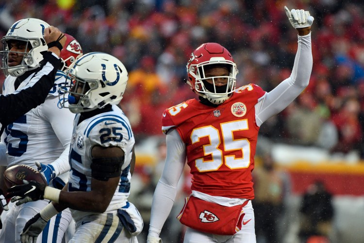 Rookie cornerback Charvarius Ward moved into the starting lineup late in the regular season and helped the Chiefs shut down the Colts in Saturday’s playoff game.