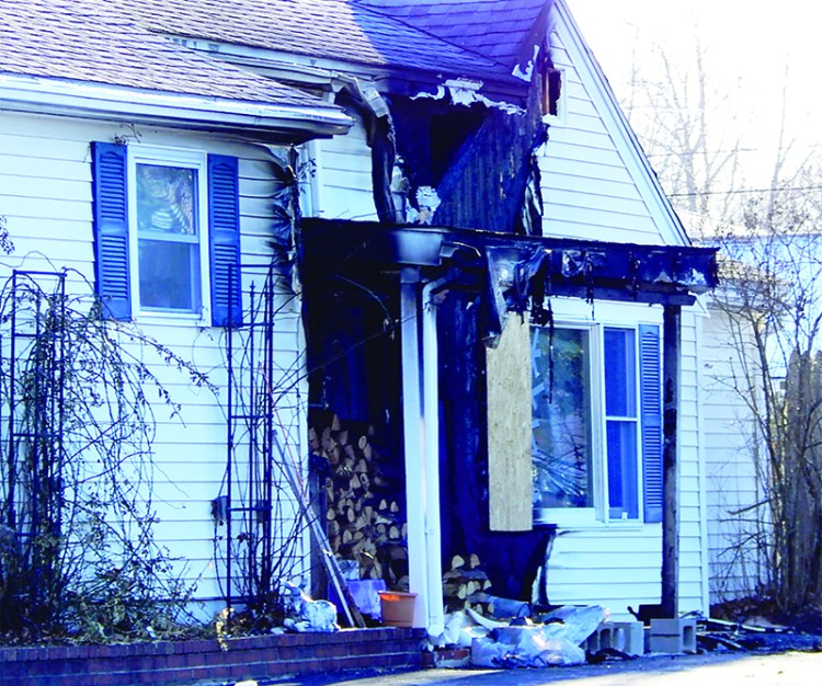 Scene of a house fire at 18 Therrien Ave. in Saco on Wednesday afternoon. 