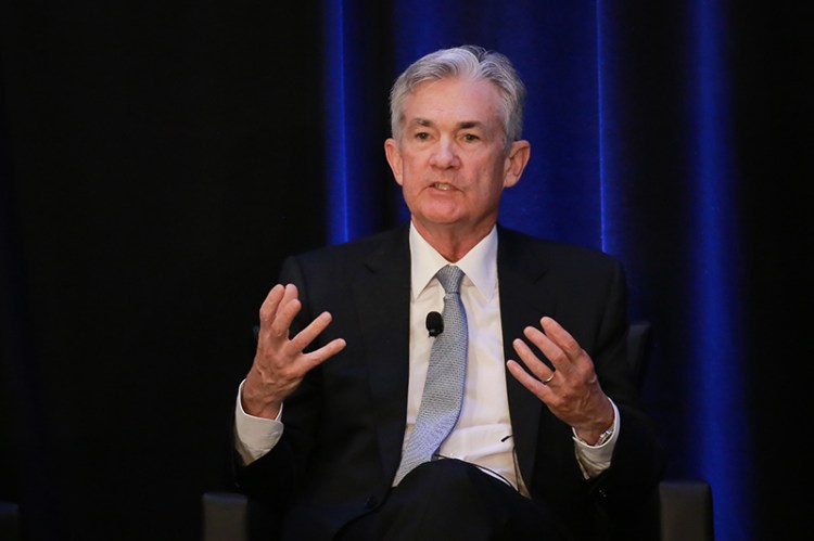 Jerome Powell, chairman of the U.S. Federal Reserve, speaks a meeting in Atlanta on Friday. 