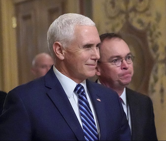 Vice President Mike Pence with acting-White House Chief of Staff Mick Mulvaney in December.