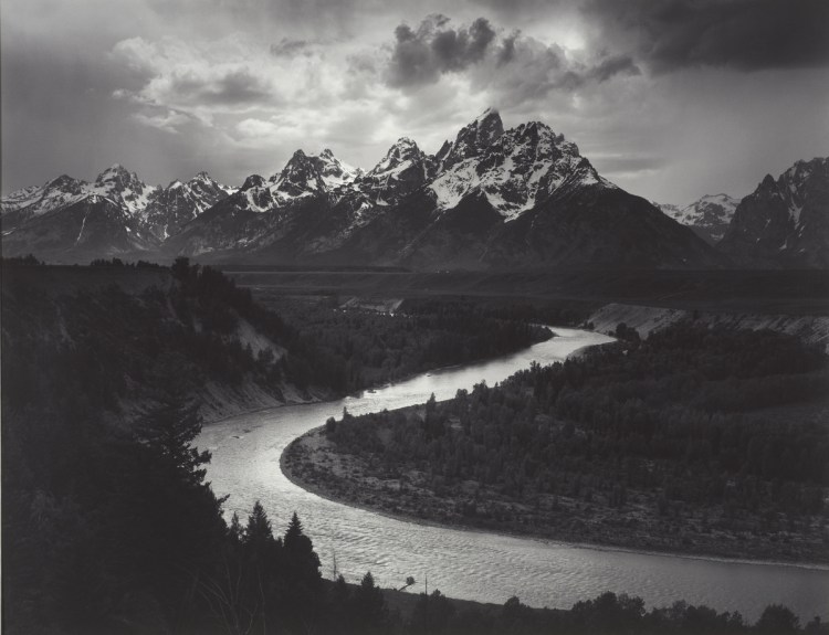 "The Tetons and Snake River, Grand Teton National Park, Wyoming," Ansel Adams, gelatin silver print, 1942.