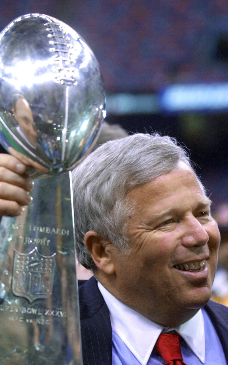 Team owner Robert Kraft revels in the Patriots' championship – the first in the franchise's 41-year history.