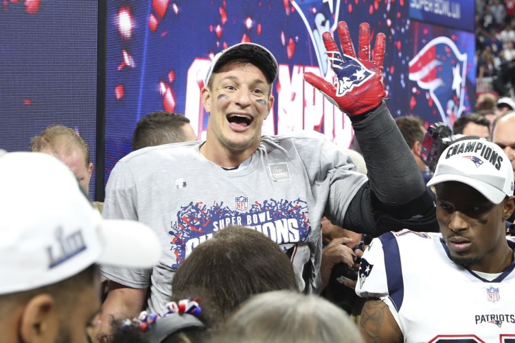 Rob Gronkowski of the New England Patriots, who has been head and shoulders over other tight ends for years, had cause to party Sunday night.