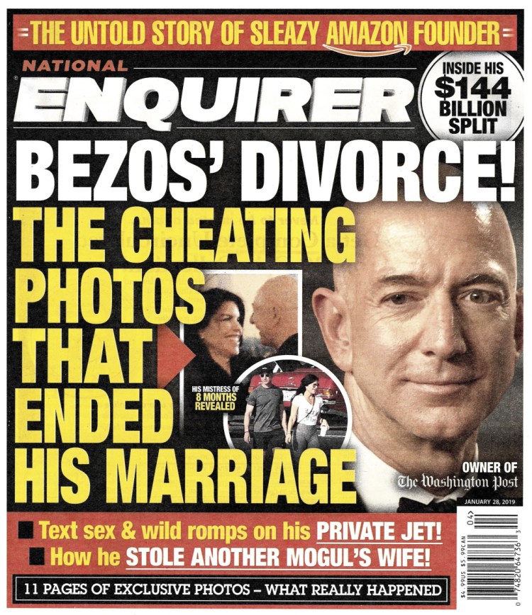 Jeff Bezos published a bombshell Medium post accusing the National Enquirer’s parent company, American Media, Inc., of extortion and blackmail after the Enquirer said it would published other explicit photos of the world's richest man.