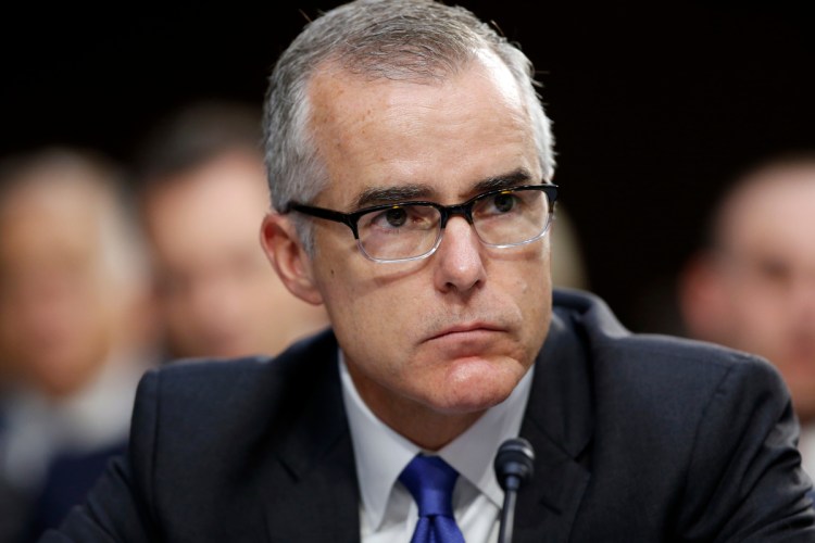 Acting director Andrew McCabe at hearing on Capitol Hill in June. 