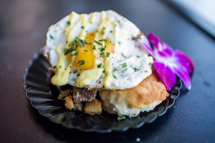 Chef Matt Tremblay of Sea Dog Brewing Co. presented this dish of prime rib hash with a fried egg and truffle hollandaise served on a biscuit. Maine Restaurant Week, which runs from March 1-12 this year, kicks off with the Incredible Breakfast Cook-Off.