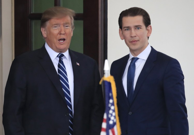 President Trump at the White House with Austrian Chancellor Sebastian Kurz. He says the Austria-U.S. trade relationship is easier than that with the EU.