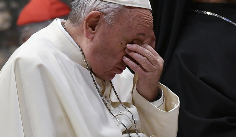 Pope Francis attends a penitential liturgy at the Vatican on Saturday. The pontiff is hosting a four-day summit on preventing clergy sexual abuse to impress on Catholic bishops that the problem is global.